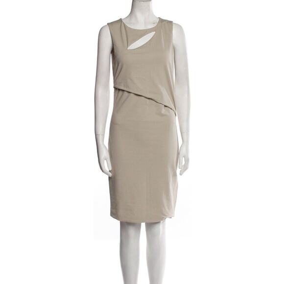 Authentic GUCCI Beige Cut Out Stretch Sleeveless Sheath Dress Size Large EUC - Picture 1 of 3